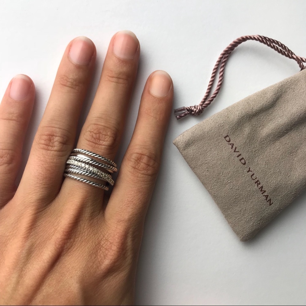 David Yurman Crossover Wide Ring with Diamonds
